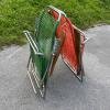 1 of 2 Vintage vinyl folding chair Italy 1970s Creen and Red camping lawn chair patio furniture