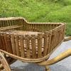 Rare vintage bamboo trolley bar Italy 1950s Mid-century serving bar cart