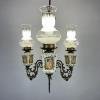 Vintage porcelain brass chandelier Italy 1950s 3 lights antique capodimonte style luxurious porcelain chandelier