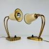 Pair of mid-century murano bedside lamps Italy 1950s Set of 2 vintage opaline murano table lamp retro home decor