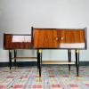Mid-century pair of nightstands Italy 70s Mid-century polished bedside table vintage console table 70’s polished furniture