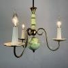 Vintage porcelain brass chandelier Italy 1950s 3 lights antique capodimonte style luxurious porcelain chandelier