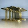 Set of 3 mid-century gold brass coffee tables Italy 1960s Vintage art deco modern coffee table