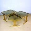 Set of 3 mid-century gold brass coffee tables Italy 1960s Vintage art deco modern coffee table