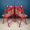 Set of 4 mid-century red folding dining chairs Italy 1980s Vintage italian furniture