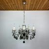 Mid-century black crystal chandelier Italy 1960s 5 arm vintage italian lighting