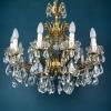XL vintage crystal chandelier Italy 1950s Hollywood regency Antique Vintage Chandelier Brass lamp