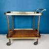 Vintage serving bar cart Italy 70s Mid-century drink table Wood Brass trolley bar Brass Bar Wagon Drinks Trolley