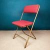 1 of 6 mid-century folding chair Lafuma Chantazur France 1960s Cherry and brass Vinage dining chair
