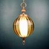 Vintage glass pendant lamp Italy '70s Glass Metal Bronze Art Deco Mid-century lighting