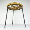 Vintage bamboo metal stool Italy 1950s MCM modern design Italian rattan furniture