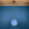 Vintage blue murano sphere ball pendant lamp Italy 1960s Mid-century italian lighting