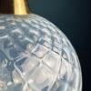 Vintage blue murano sphere ball pendant lamp Italy 1960s Mid-century italian lighting