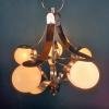 Mid-century metal opaline glass Italy 1960s Sputnik Space age Vintage italian lighting