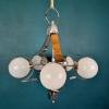 Mid-century metal opaline glass Italy 1960s Sputnik Space age Vintage italian lighting