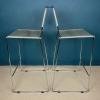 Pair of mid-century bar stools Spaghetti by Giandomenico Belotti for Alias Italy 1980s Vintage chairs with chromed frames