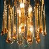 Vintage Murano Glass Drops Chandelier by Paolo Venini '60s Italy Gold Amber pendant lamp