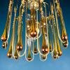 Vintage Murano Glass Drops Chandelier by Paolo Venini '60s Italy Gold Amber pendant lamp