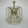 Vintage cascade glass chandelier Italy 1960s Brass and 48 glass balls
