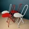 Set of 4 Folding chairs Dafne by Gastone Rinaldi for Thema Italy 1980s Red and white dining chairs