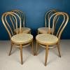 Set of 4 dining chairs Thonet style 1980 Italy Beech wood Cane Wicker High Back Chair Mid-century Modern Viennese chair Cafe chair