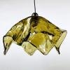 Original murano glass amber pendant lamp Fazzoletto by AV Mazzega Italy 1950s Vintage italian lighting