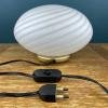 Vintage swirl murano glass night lamp Italy 80s sphere white gold table lamp space age mid-century lighting