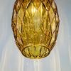 Vintage yellow glass pendant lamp Italy 70s Art deco Mid-century Modern Vintage lighting