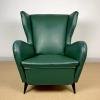 Armchair of Paolo Buffa Italy 1950s Green leather design chair