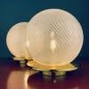 Classic swirl Murano glass table lamps by F.Fabbian Italy 1970s Set of 2 Mid-century italian modern sphere white table lamp