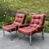 Mid-century modern red lounge armchairs Italy 1970s Set of 2 Vintage italian modern lounge chair