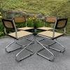 Set of 4 Tubular Frame and Cane Cantilever Zigzag Dining Chairs Italy 1970s Cesca style chair Office Dining Chair Bauhaus Modern