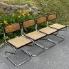 Set of 4 Tubular Frame and Cane Cantilever Zigzag Dining Chairs Italy 1970s Cesca style chair Office Dining Chair Bauhaus Modern