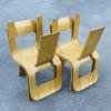 Set of 4 plywood dining chairs Esse by Gigi Sabadin for Stilwood Italy 1973s Mid-century modern stackable chairs