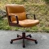 Mid-century swivel brown desk office chair by Vaghi Italy 1970s Modernist Italian Loft Office