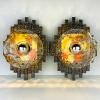 Pair of wall lamps Brutalist by Albano Poli for Poliarte Italy 1970s Mid-century italian modern lighting