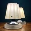 Pair of vintage murano night table lamps Vetri Murano Italy 1980s Mid-century table lamps beige