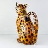 Vintage ceramic jug Leopard Italy 1970s Hand painted sculpture Retro home decor pitcher