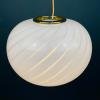 Classic swirl glass pendant lamp Italy 70s White Gold Mid-century Lighting Vintage chandelier