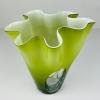 Green murano glass vase Fazzoletto Italy 1980s