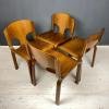 Dining chairs Set of 4 Italy 1970s Mid-century italian modern Style Carlo Bartoli