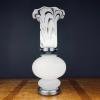 Vintage White Glass Table Lamp, Italy 1980s, Mid-century