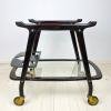 Mid-Century wood and glass bar cart trolley by Ico Parisi for De Baggis Italy 1960s