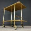 Vintage serving bar cart Italy 1970s Mid-century drink table Wood Brass trolley bar Brass Bar Wagon Drinks Trolley