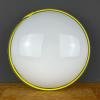 Vintage murano glass ceiling or wall lamp Italy 1970s White and Yellow Ronda UFO Space age Retro italian design lighting