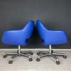 Mid-century office desk chairs Stol Kamnik Yugoslavia 1980s Set of 2 Blue leatherette chair Home office chair Egg chair