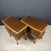 Pair of Vintage wood nightstands Italy 1950s  mid-century wooden bedside table