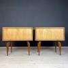 Pair of nightstands Italy 70s Mid-century polished bedside table vintage console table 70’s polished furniture