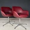 Mid-century office desk chairs Stol Kamnik Yugoslavia 1980s Set of 2 Red leatherette chair Home office chair Egg chair
