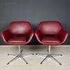 Mid-century office desk chairs Stol Kamnik Yugoslavia 1980s Set of 2 Red leatherette chair Home office chair Egg chair
